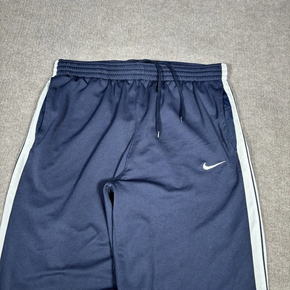 Vintage Nike Track Pants Mens XL Blue‎ Striped Straight Leg Baggy Basketball Y2K